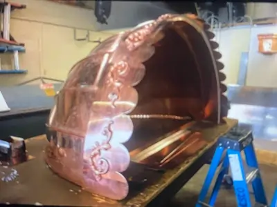 A copper overhang that's being fabricated.