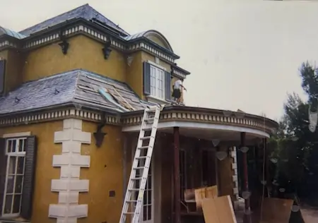 A residential mechanical lock roof under construction.