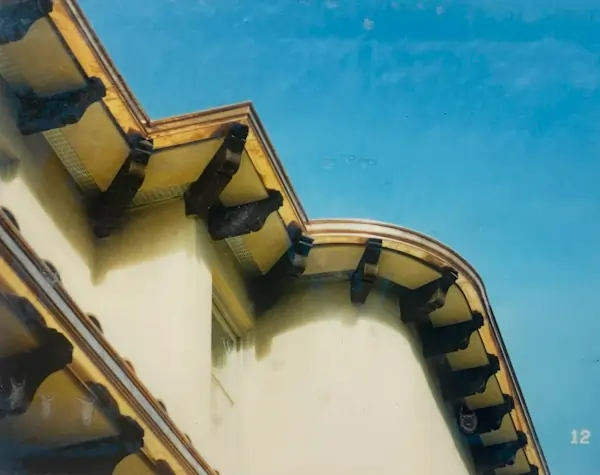 A new copper roof with small support beams.